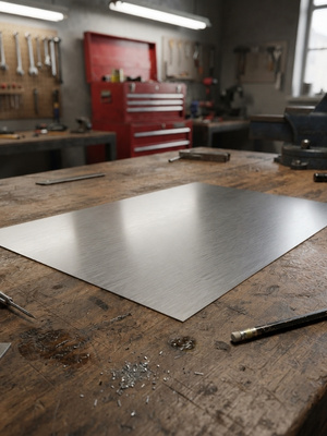 1,5mm Edelstahlblech (V2A) liegt auf Tisch